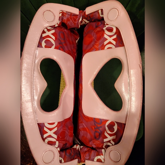 XOXO Y2K 2000s Pink Heart Cutout Straw/Rattan Bag - Picture 4 of 10